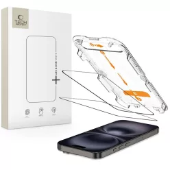   Tech-protect Quick Set+ 2-pack iPhone 15 / 16 Fekete üvegfólia