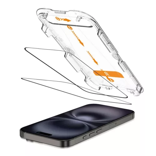 Tech-protect Quick Set+ 2-pack iPhone 15 / 16 Fekete üvegfólia