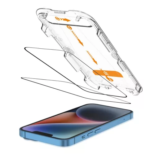 iPhone 13 / 13 Pro / 14 / 16 Edzett üveg Tech-protect Quick Set+ 2-pack Fekete üvegfólia