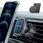 Techsuit - Légkondi Rácsra Rögzíthető Autós Tartó (S2) - Fémlemezekkel, Mágneses Rögzítés N52, 360°-os Forgatási Szög - Fekete