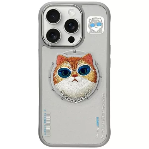 NIMMY tok SZEMÜVEGES MENŐ MACSKA MagSafe kompatibilis IPHONE 16 Pro szürke tok