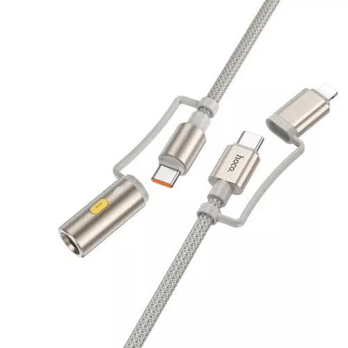 HOCO All-in-one Type C / Lightning to Type C / Szivargyújtó PD 3A 60W U138 1,2 m fekete kábel