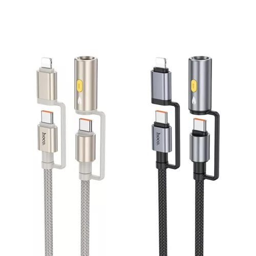 HOCO All-in-one Type C / Lightning to Type C / Szivargyújtó PD 3A 60W U138 1,2 m fekete kábel