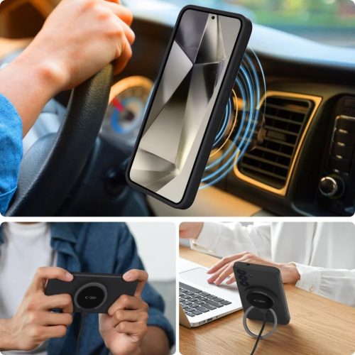 Tech-protect Liquid Silicone Magsafe Galaxy S25 Edge fekete tok