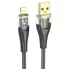 USB A Lightning kábel Hoco 2,4A 1,2 m U121 fekete átlátszó