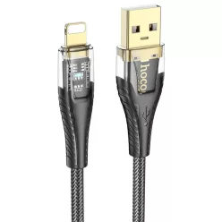   USB A Lightning kábel Hoco 2,4A 1,2 m U121 fekete átlátszó