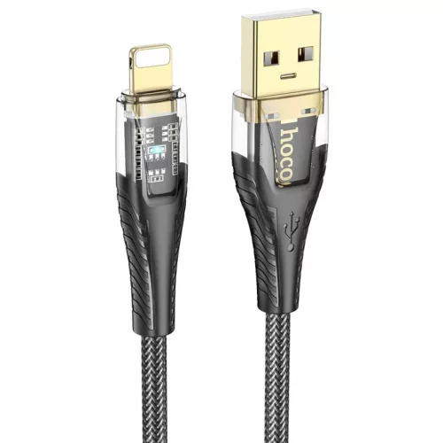 USB A Lightning kábel Hoco 2,4A 1,2 m U121 fekete átlátszó