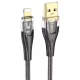 USB A Lightning kábel Hoco 2,4A 1,2 m U121 fekete átlátszó