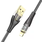 USB A Lightning kábel Hoco 2,4A 1,2 m U121 fekete átlátszó
