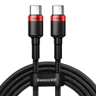 Baseus Cafule Nylon harisnyázott USB-Type C/USB-Type C kábel PD2.0 100W 20V 5A 2 m fekete/piros