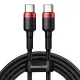 Baseus Cafule Nylon harisnyázott USB-Type C/USB-Type C kábel PD2.0 100W 20V 5A 2 m fekete/piros