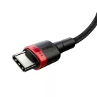 Baseus Cafule Nylon harisnyázott USB-Type C/USB-Type C kábel PD2.0 100W 20V 5A 2 m fekete/piros