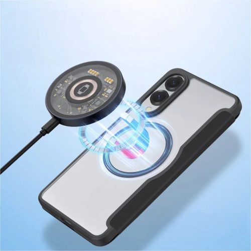 SAMSUNG S25 Edge fekete DUX DUCIS SKIN X PRO fliptok MagSafe kompatibilitással