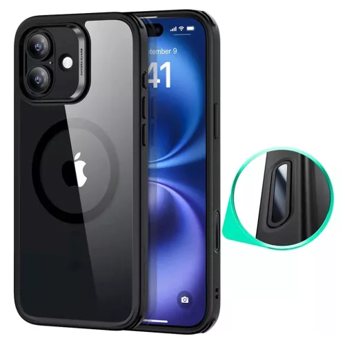 iPhone 16 Átlátszó Fekete ESR Klasszikus Hibrid HaloLock tok
