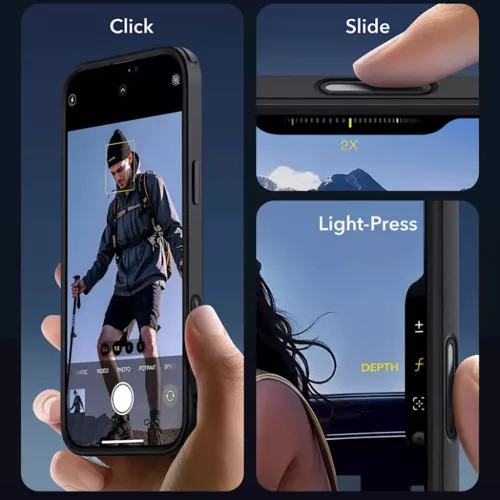 iPhone 16 Átlátszó Fekete ESR Klasszikus Hibrid HaloLock tok