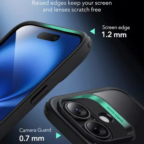 iPhone 16 Átlátszó Fekete ESR Klasszikus Hibrid HaloLock tok