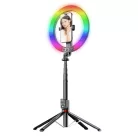 Blavec Selfie Körfényt lámpa Alumínium Aura LED RGB Körfény P50 25cm állvány + távirányító + 2,3 méter (RLP50-TRB23) fekete