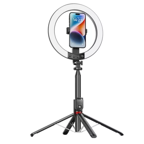 Blavec Selfie Körfényt lámpa Alumínium Aura LED RGB Körfény P50 25cm állvány + távirányító + 2,3 méter (RLP50-TRB23) fekete