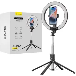   Blavec Selfie Ring lámpa Aura LED Ring P55 25cm állvány + távirányító + 2,3 méter (RLP55-TRB23) fekete