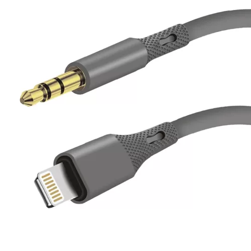Techsuit - Prémium Kábel Adapter SoundFleX (AC5) - Lightning a 3,5 mm-es Jack-hez, Hi-Fi Minőség, DAC Chip, Szilikagél, 1m - Szürke