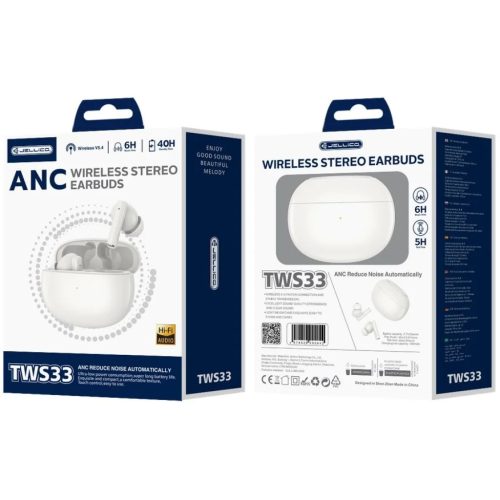 JELLICO vezeték nélküli fülhallgató (ANC) TWS33 Fehér