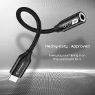 Techsuit - Prémium Kábel Adapter FuseXound (AC13) - Type-C a 3.5mm Jackhez, Hi-Fi Minőség, DAC Chip, 3A, 16bit/48kHz - Fekete