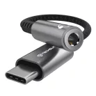 Techsuit - Prémium Kábel Adapter SonicPiX (AC14) - Type-C to 3.5mm Jack, 3A, DAC Chip, Alumínium, Digitális Dekóder - Szürke
