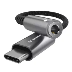   Techsuit - Prémium Kábel Adapter SonicPiX (AC14) - Type-C to 3.5mm Jack, 3A, DAC Chip, Alumínium, Digitális Dekóder - Szürke