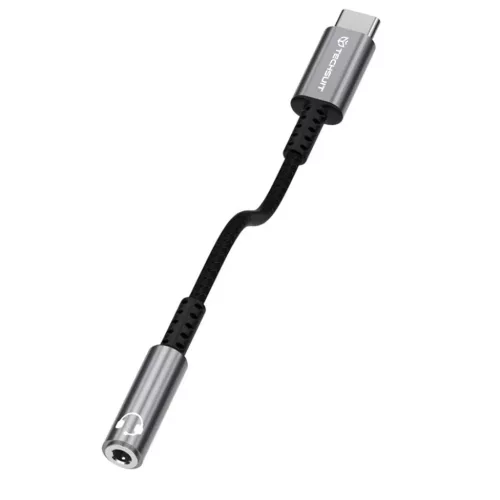 Techsuit - Prémium Kábel Adapter SonicPiX (AC14) - Type-C to 3.5mm Jack, 3A, DAC Chip, Alumínium, Digitális Dekóder - Szürke