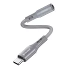 Techsuit - Prémium Hang Adapter SoundFleX (AC1) - Type-C - 3,5 mm Jack, Hi-Fi Minőség, DAC Chip, Szilikagél, 0,1 m - Szürke