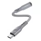Techsuit - Prémium Hang Adapter SoundFleX (AC1) - Type-C - 3,5 mm Jack, Hi-Fi Minőség, DAC Chip, Szilikagél, 0,1 m - Szürke