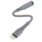 Techsuit - Prémium Kábel Adapter SoundFleX (AC2) - Villámcsatlakozó 3,5 mm-es Jackhez, Hi-Fi Minőség, DAC Chip, Szilikagél, 0,1m - Szürke