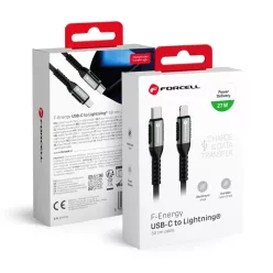   FORCELL F-ENERGY C259 kábel Type C - Lightning PD 3A 27W Cafule 0,5 m fekete