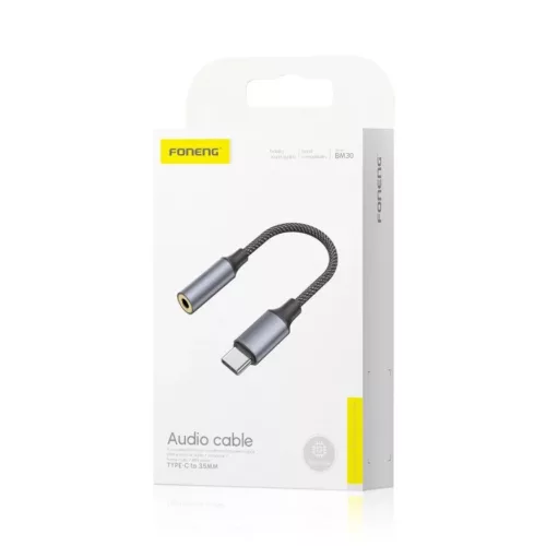 FONENG adapter BM30 USB-C - JACK 3.5MM 0.14M Fekete