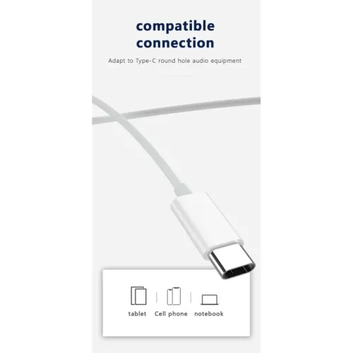 JELLICO vezetékes fülhallgatók EP3A USB-C mikrofonnal 1.2M Fehér