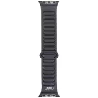 Audi Logós Valódi Bőr Mágneses Gyűrű Szíj Apple Watch 40 / 41 / 42 mm - Fekete