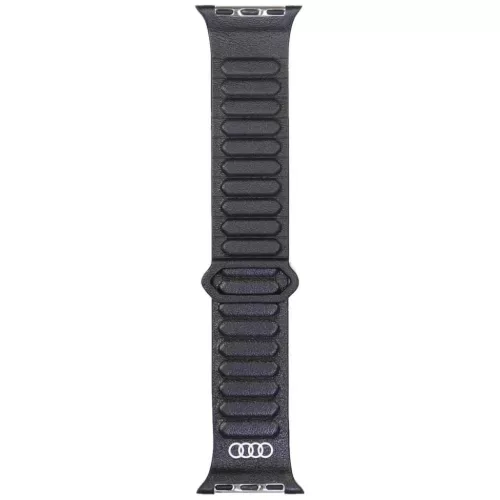 Audi Logós Valódi Bőr Mágneses Gyűrű Szíj Apple Watch 40 / 41 / 42 mm - Fekete
