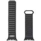 Audi Logós Valódi Bőr Mágneses Gyűrű Szíj Apple Watch 40 / 41 / 42 mm - Fekete
