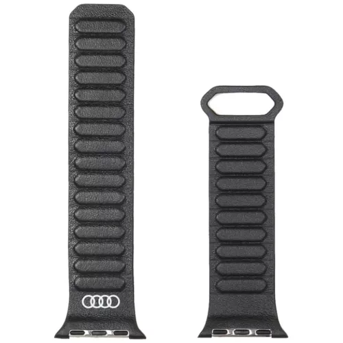 Audi Logós Valódi Bőr Mágneses Gyűrű Szíj Apple Watch 40 / 41 / 42 mm - Fekete