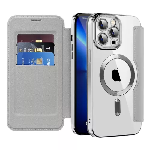 iPhone 13 Pro Max Szürke Techsuit SmartMag Könyv Tok