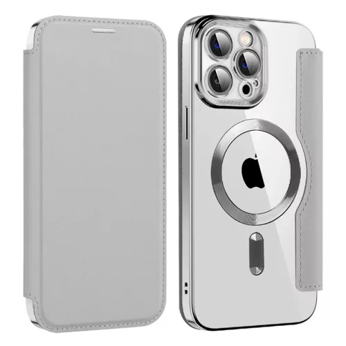 iPhone 13 Pro Max Szürke Techsuit SmartMag Könyv Tok