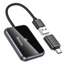   Hoco vezeték nélküli CarPlay adapter USB A / USB C HU1 fekete