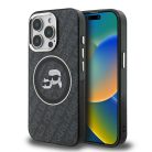 iPhone 15 Pro Max fekete Karl Lagerfeld IML K&CH Heads Repeated Logo MagSafe tok