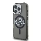 iPhone 16 Pro Fekete Karl Lagerfeld IML Glitter Karl and Choupette Sketch MagSafe tok