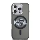 iPhone 16 Pro Fekete Karl Lagerfeld IML Glitter Karl and Choupette Sketch MagSafe tok