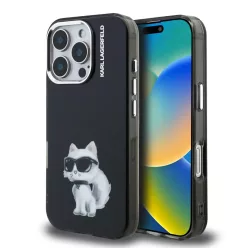   iPhone 16 Pro Fekete Karl Lagerfeld IML Aquarelle Choupette tok