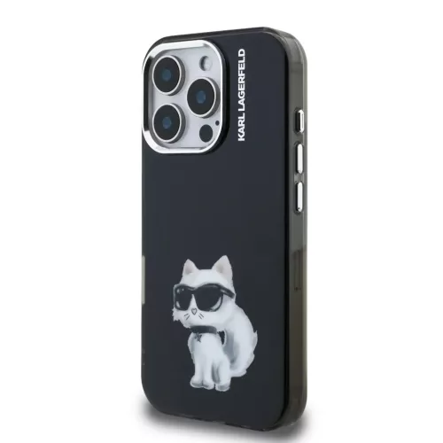 iPhone 16 Pro Fekete Karl Lagerfeld IML Aquarelle Choupette tok
