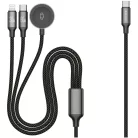 JELLICO kábel B25 3 az 1-ben (Apple Watch) 3.1A 1.2M Fekete