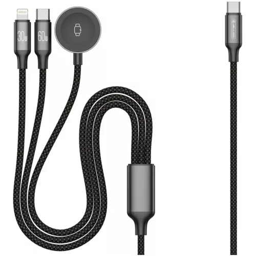 JELLICO kábel B25 3 az 1-ben (Apple Watch) 3.1A 1.2M Fekete
