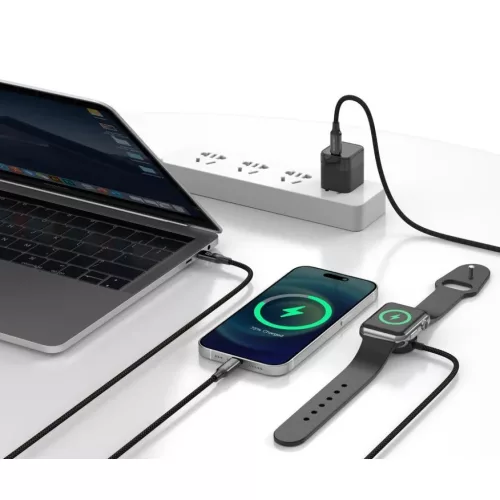 JELLICO kábel B25 3 az 1-ben (Apple Watch) 3.1A 1.2M Fekete